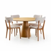 Mesa de Jantar Jaxon Tampo Lâmina Cinamomo Base Tingida