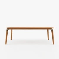 Mesa de Jantar Kedha Retangular Tampo em Lâmina de Carvalho Americano Base Madeira Tingida Detalhes em Metal Design by YE Design