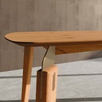 Mesa de Jantar Kedha Retangular Tampo em Lâmina de Carvalho Americano Base Madeira Tingida Detalhes em Metal Design by YE Design