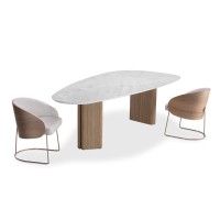 Mesa de Jantar Landa Design Orgânico Tampo com Vidro Pintado Base com Laminado Melamínico