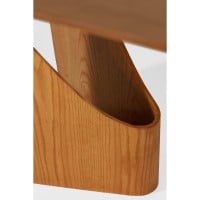 Mesa de Jantar Namia em Lâmina de Madeira Tampo Retangular e Base Dupla Escultural em Aço Revestido
