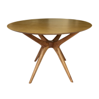 Mesa de Jantar Palito Redonda Base Madeira Maciça Design Retrô