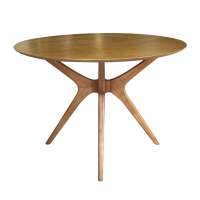 Mesa de Jantar Palito Redonda Base Madeira Maciça Design Retrô