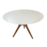 Mesa de Jantar Palito Redonda 3 Pés Madeira Maciça Design Retrô