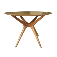 Mesa de Jantar Palito Redonda Base Madeira Maciça Design Retrô