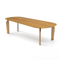 Mesa de Jantar Potyra Design Orgânico Tampo Lâmina Cinamomo Base Madeira Maciça Tingida