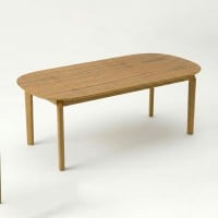 Mesa de Jantar Potyra Design Orgânico Tampo Lâmina Cinamomo Base Madeira Maciça Tingida