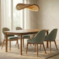 Mesa de Jantar Potyra Design Orgânico Tampo Lâmina Cinamomo Base Madeira Maciça Tingida