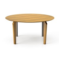 Mesa de Jantar Potyra Design Redondo Tampo Lâmina Cinamomo Base Madeira Maciça Tingida