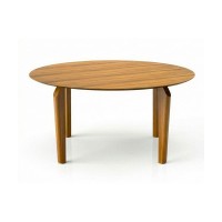 Mesa de Jantar Potyra Design Redondo Tampo Lâmina Cinamomo Base Madeira Maciça Tingida