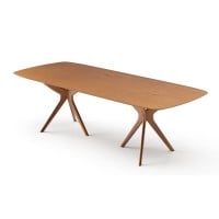 Mesa de Jantar Surya Barril Tampo Lâmina Cinamomo Base Madeira Maciça Tingida