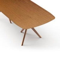Mesa de Jantar Surya Barril Tampo Lâmina Cinamomo Base Madeira Maciça Tingida