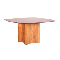 Mesa de Jantar Tania Tampo Quadrado Estrutura em Laminado em Cinamomo