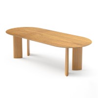 Mesa de Jantar Viken Design Oblongo Tampo Lâmina Cinamomo Base Tingida