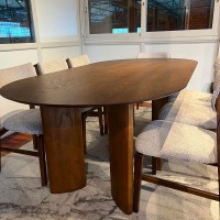 Mesa de Jantar Viken Design Oblongo Tampo Lâmina Cinamomo Base Tingida