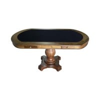 Mesa de Jogos Antique Mel Oval Gavetas Tampo Reversível Design Clássico