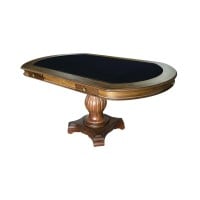 Mesa de Jogos Antique Mel Oval Gavetas Tampo Reversível Design Clássico