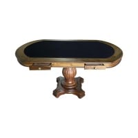 Mesa de Jogos Antique Mel Oval Gavetas Tampo Reversível Design Clássico