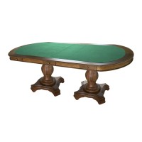 Mesa de Jogos Antique Mel Oval Gavetas Tampo Reversível Design Clássico