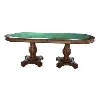 Mesa de Jogos Antique Mel Oval Gavetas Tampo Reversível Design Clássico