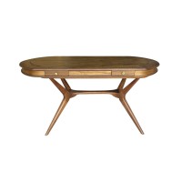 Mesa de Jogos Pé Palito Oval Tampo Dupla Face Base Madeira Maciça Eucalipto Design Retrô