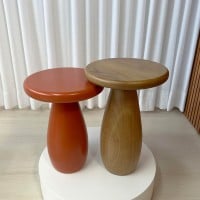 Mesa Lateral Adans Design Redondo Estrutura Madeira Maciça