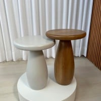 Mesa Lateral Adans Design Redondo Estrutura Madeira Maciça