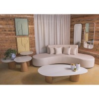 Mesa Lateral Adone Design Orgânico Tampo Pintura Laca Fosca Base Cônica Acabamento Lâmina Cinamomo