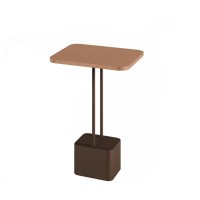 Mesa Lateral Alba Tampo Quadrado em Madeira Pintada Hastes Duplas e Base Cúbica em Aço Carbono com Pintura Epóxi