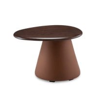 Mesa Lateral Dover Tampo Orgânico em Madeira e Base Cônica Revestida
