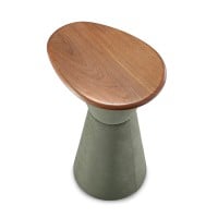 Mesa Lateral Dover II Tampo Orgânico em Madeira e Base de Cone Duplo Revestida