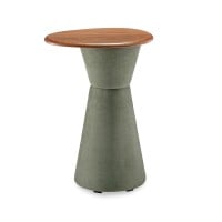 Mesa Lateral Dover II Tampo Orgânico em Madeira e Base de Cone Duplo Revestida