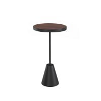 Mesa Lateral Emona Redonda Tampo Madeira com Aro Metálico Haste e Base Cônica Aço Carbono com Pintura Epóxi 