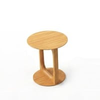 Mesa Lateral Everis Tampo Redondo Laminado Estrutura Vazada em Madeira