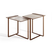 Mesa Lateral Fenice Tampo Retangular em Madeira e Base em Chapa de Aço Carbono com Pintura Epóxi