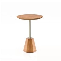 Mesa Lateral Fyllon Tampo Redondo Base Hexagonal Estrutura Madeira Laminada