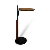 Mesa Lateral Hamus Tampo e Detalhe em Madeira Haste e Base Disco em Aço com Pintura Epóxi