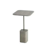 Mesa Lateral Tóquio TS Tampo Quadrado Base em Bloco Mineral Haste Aço Carbono Design by Studio 3 Design