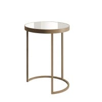 Mesa Lateral Ignácia Redonda Tampo Espelho com Aro Metálico Base Aço Carbono com Pintura Epóxi