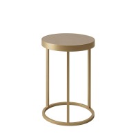 Mesa Lateral Ignácia II Redonda Tampo Madeira Pintada com Aro Metálico Base Aço Carbono com Pintura Epóxi 