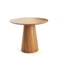 Mesa Lateral Jaxon Tampo Redondo e Base Cônica em Madeira Laminada Tingida