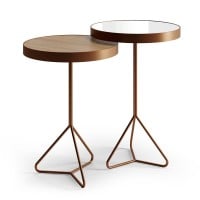 Mesa Lateral Kawi Redonda Tampo Espelho com Aro Metálico Base Aço Carbono com Pintura Epóxi