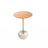 Mesa Lateral Kolle Tampo Redondo Laminado Base Laqueada e Haste em Aço Pintado