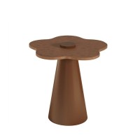 Mesa Lateral Lorys II Tampo Orgânico Madeira Base Cônica em Aço Carbono com Pintura Epóxi 