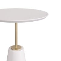 Mesa Lateral Maven Redonda Tampo e Base Pintura Laca Fosca Haste Aço Carbono Pintura Metalizada