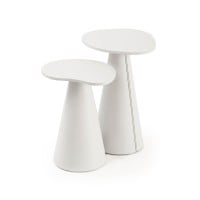 Mesa Lateral Montilo Design Orgânico Tampo Laqueado Base Compensado Laqueado Detalhe Metálico