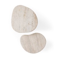 Mesa Lateral Montilo Design Orgânico Tampo em Pedra Natural Base Compensado Laminado Detalhe Metálico