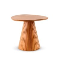 Mesa Lateral Sândalo Design Orgânico Tampo Laminado Base Ripado Madeira Maciça Tauari
