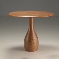 Mesa Pinne Tampo Redondo Laminado Base Pedestal em Madeira Maciça