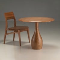 Mesa Pinne Tampo Redondo Laminado Base Pedestal em Madeira Maciça